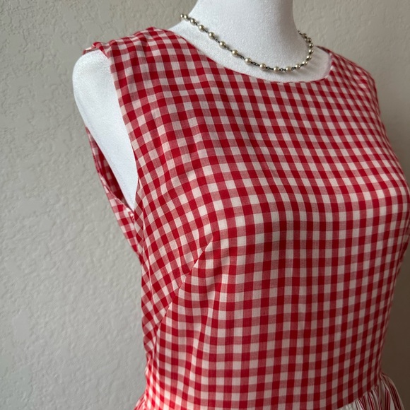 Vintage Red White Gingham Eyelet Sleeveless Maxi Dress Medium - Picture 6 of 12
